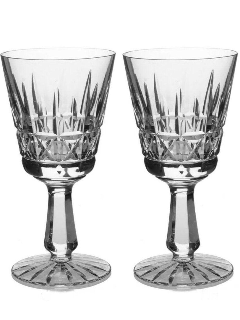 Pair Waterford Crystal Kylemore Water Goblets Footed Stemware Glass 6 3/4" Tall
